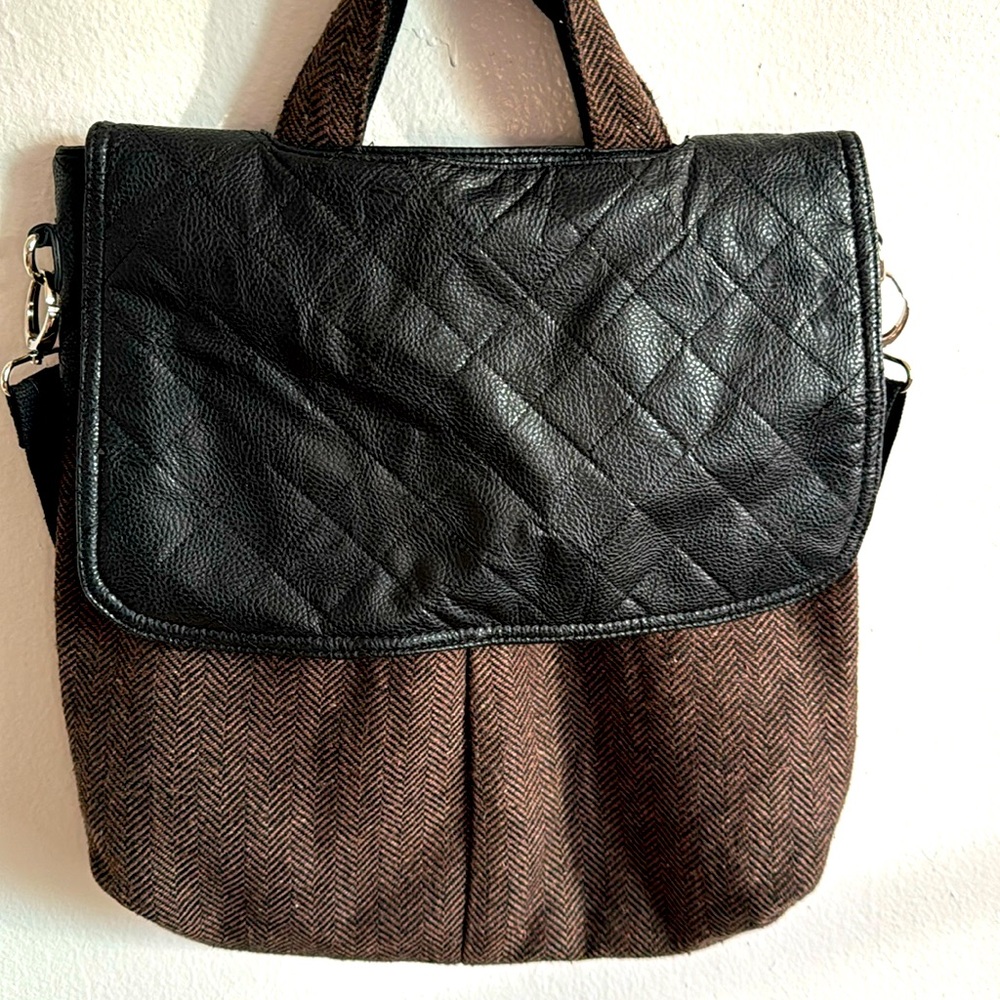 Tweed and Faux Leather Bag